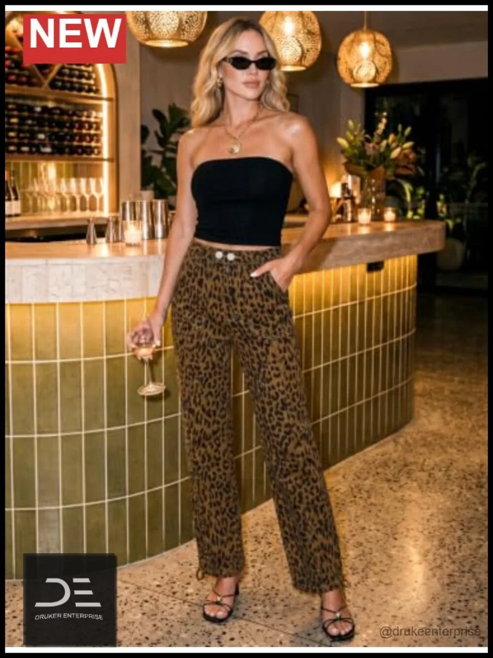 High Rise Wide Leg Baggy Stretch Jeans with Drawstring Cuffs
